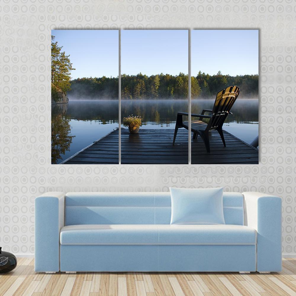 Weslemkoon Lake View From The Dock Canvas Wall Art-3 Horizontal-Gallery Wrap-37" x 24"-Tiaracle