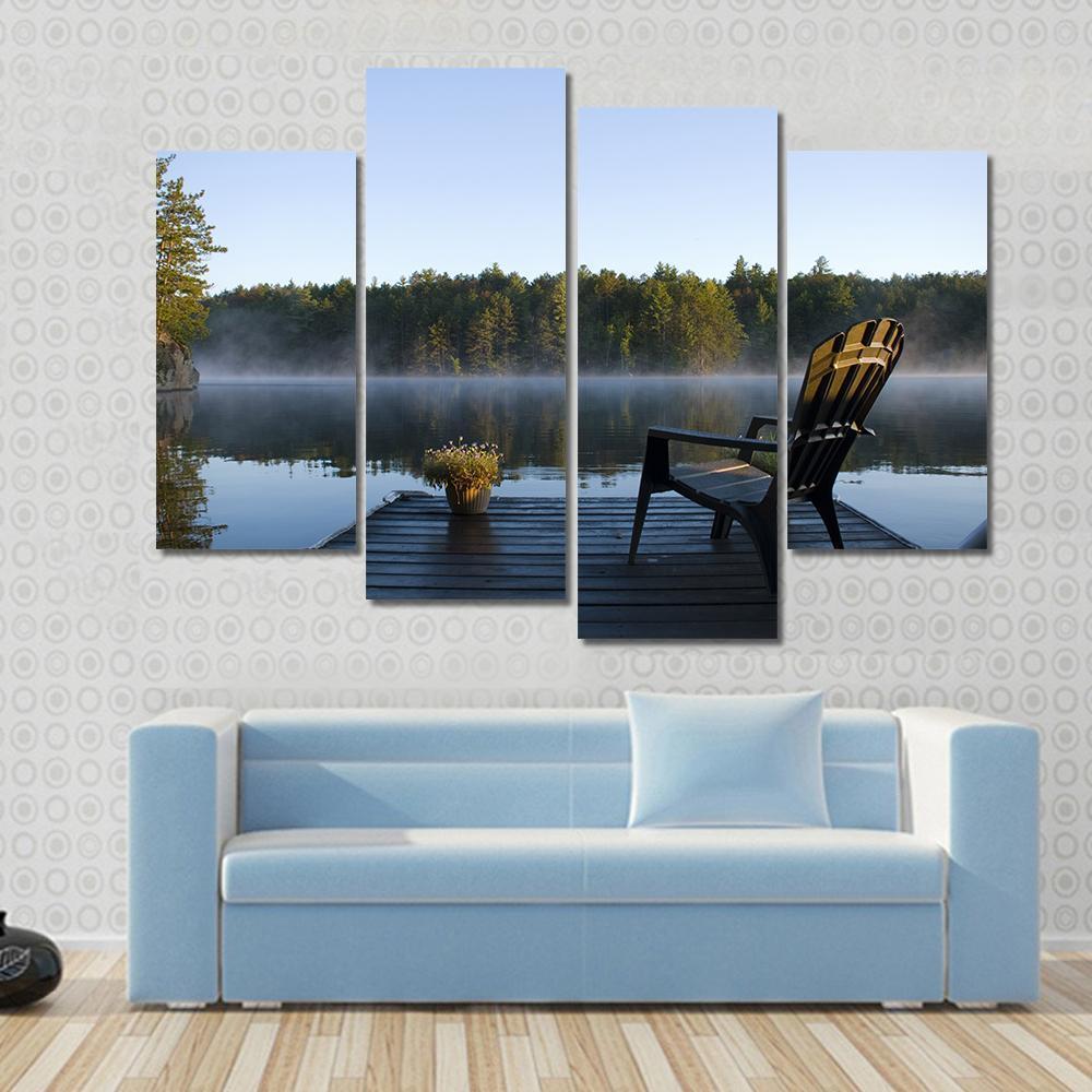 Weslemkoon Lake View From The Dock Canvas Wall Art-4 Pop-Gallery Wrap-50" x 32"-Tiaracle