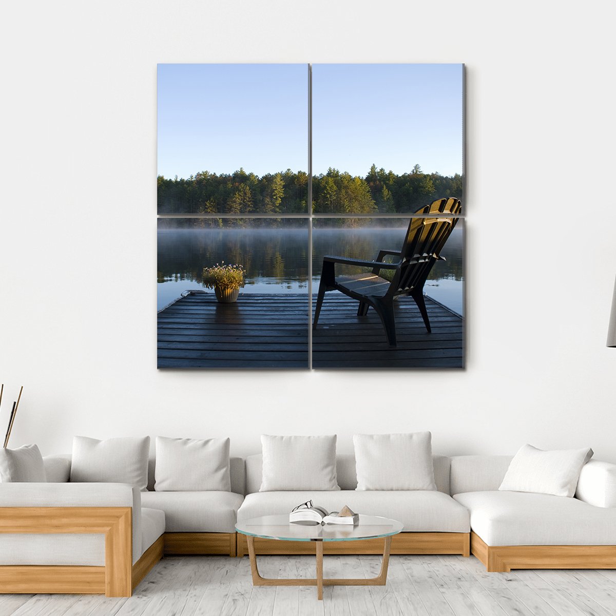 Weslemkoon Lake View From The Dock Canvas Wall Art-4 Square-Gallery Wrap-17" x 17"-Tiaracle