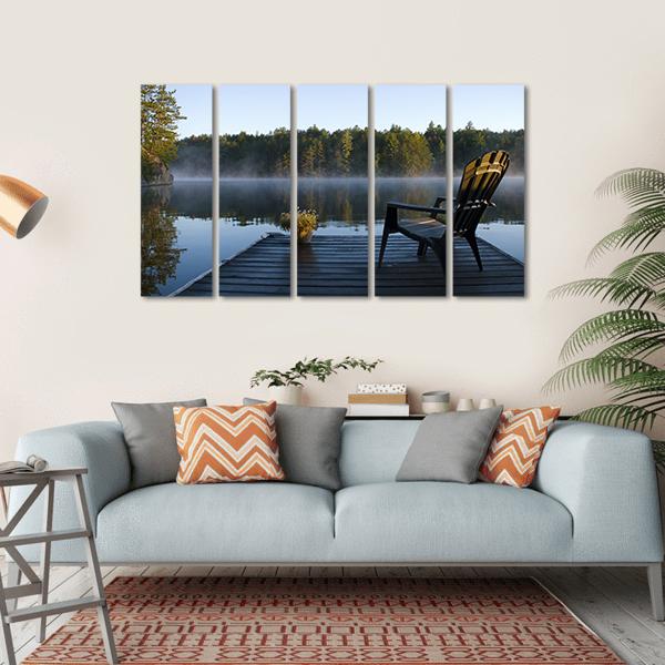 Weslemkoon Lake View From The Dock Canvas Wall Art-5 Horizontal-Gallery Wrap-22" x 12"-Tiaracle