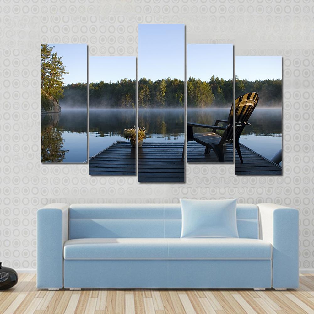 Weslemkoon Lake View From The Dock Canvas Wall Art-5 Pop-Gallery Wrap-47" x 32"-Tiaracle