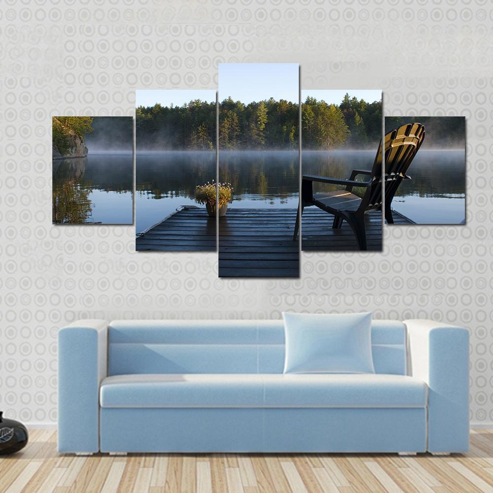 Weslemkoon Lake View From The Dock Canvas Wall Art-5 Star-Gallery Wrap-62" x 32"-Tiaracle