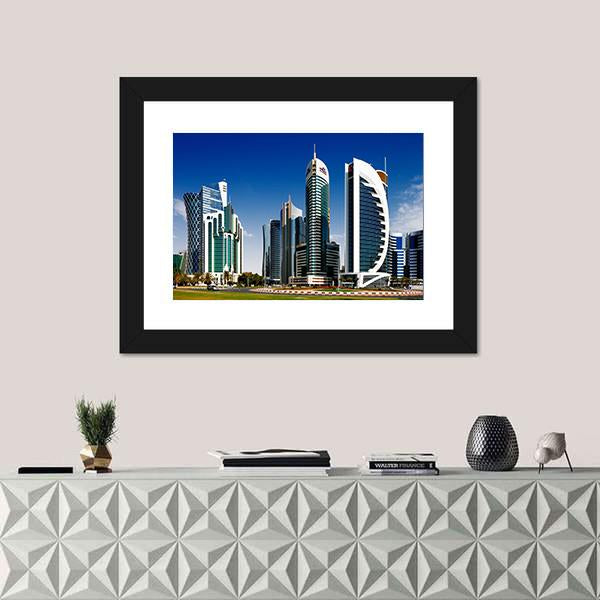 West Bay Developed Urban Center Of Doha Canvas Wall Art-1 Piece-Framed Print-20" x 16"-Tiaracle
