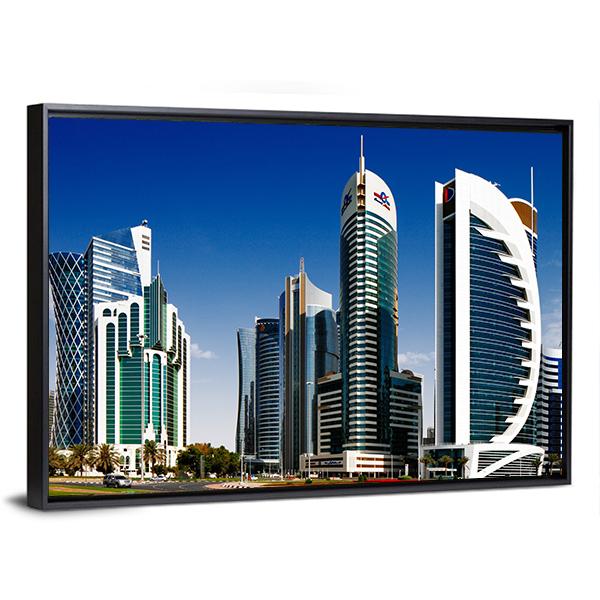 West Bay Developed Urban Center Of Doha Canvas Wall Art-3 Horizontal-Gallery Wrap-25" x 16"-Tiaracle