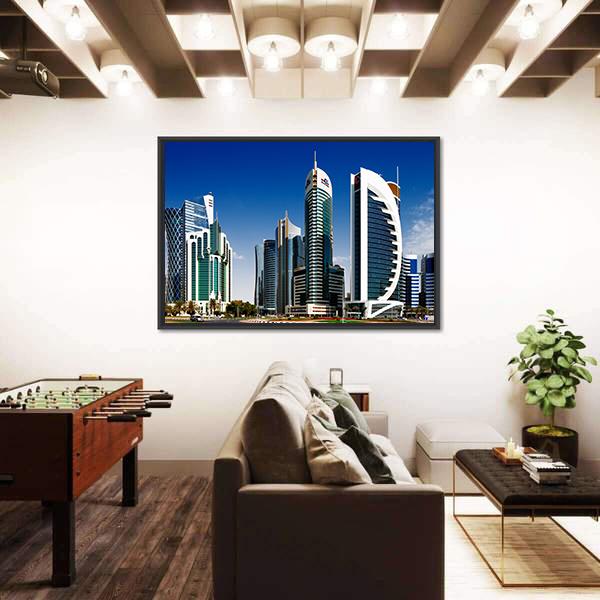 West Bay Developed Urban Center Of Doha Canvas Wall Art-3 Horizontal-Gallery Wrap-25" x 16"-Tiaracle