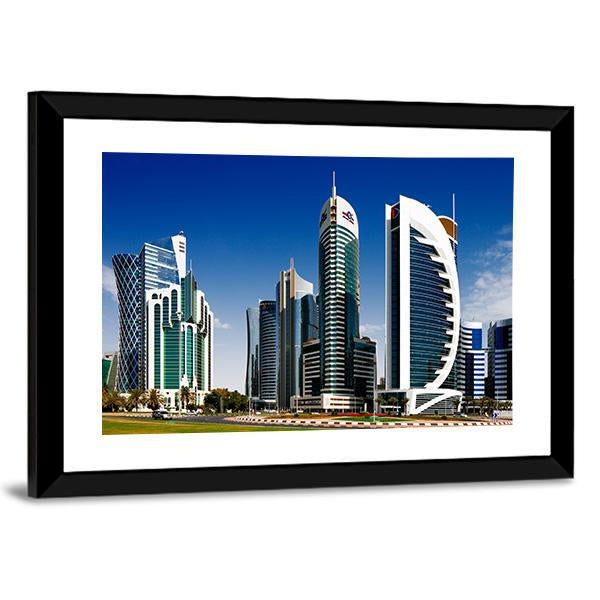 West Bay Developed Urban Center Of Doha Canvas Wall Art-5 Horizontal-Gallery Wrap-22" x 12"-Tiaracle
