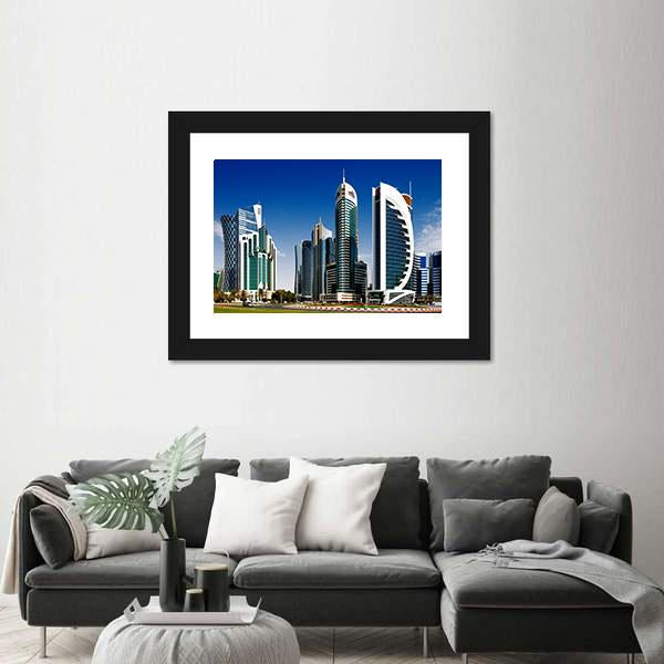 West Bay Developed Urban Center Of Doha Canvas Wall Art-3 Horizontal-Gallery Wrap-25" x 16"-Tiaracle