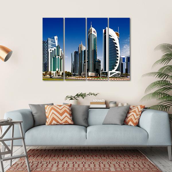 West Bay Developed Urban Center Of Doha Canvas Wall Art-4 Horizontal-Gallery Wrap-34" x 24"-Tiaracle
