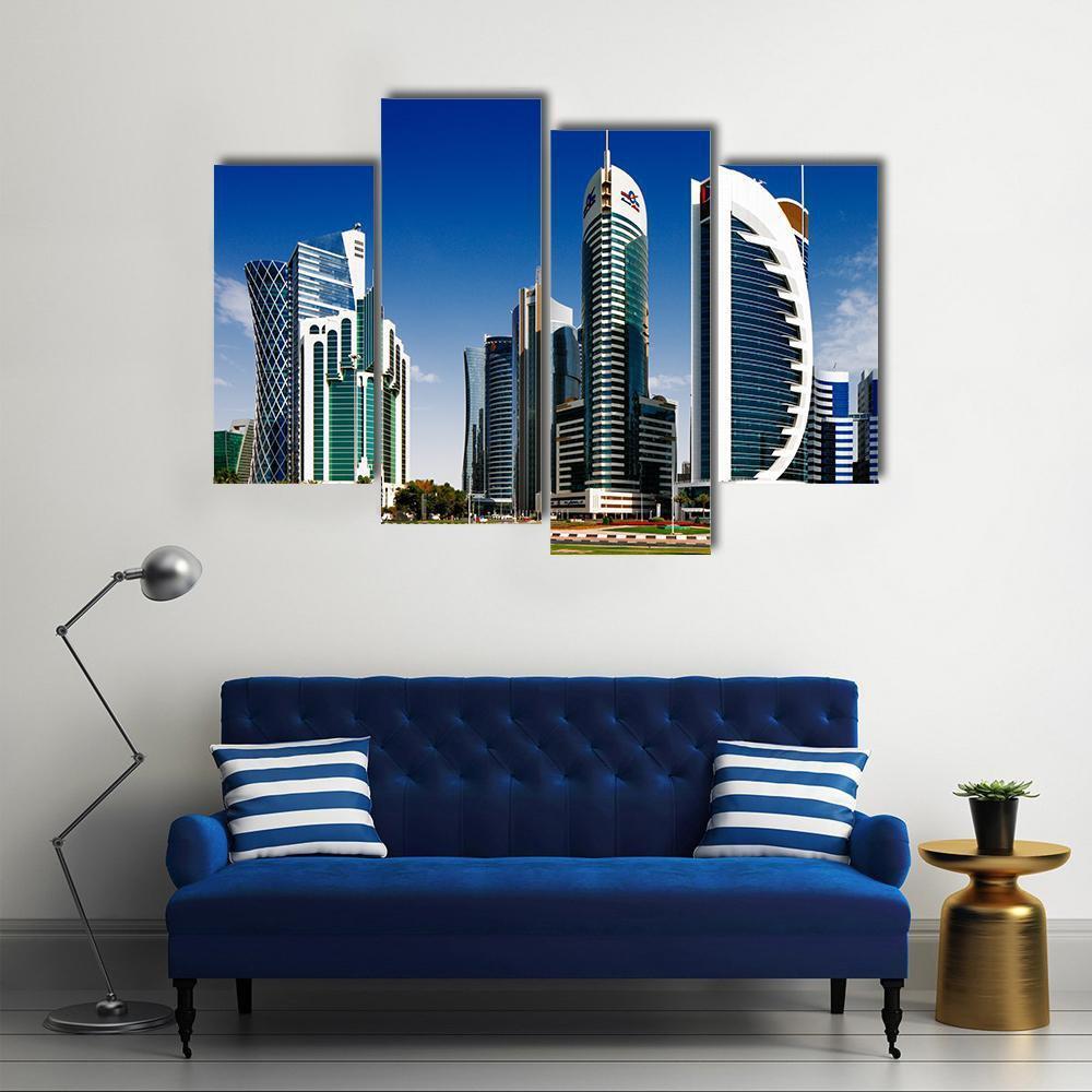 West Bay Developed Urban Center Of Doha Canvas Wall Art-4 Pop-Gallery Wrap-50" x 32"-Tiaracle