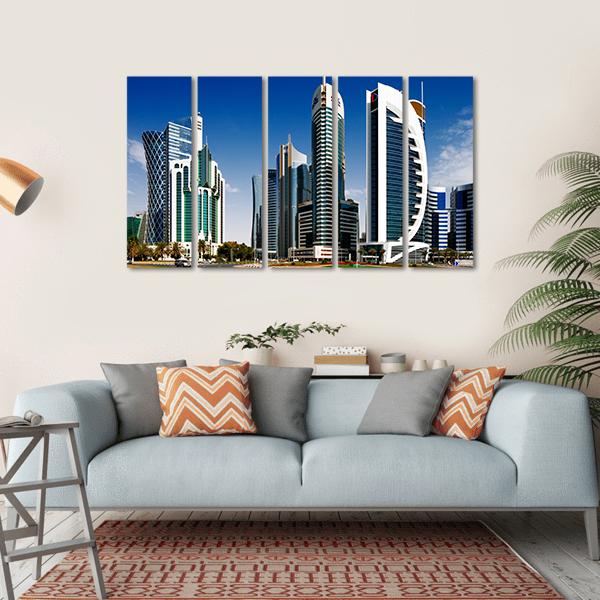 West Bay Developed Urban Center Of Doha Canvas Wall Art-5 Horizontal-Gallery Wrap-22" x 12"-Tiaracle