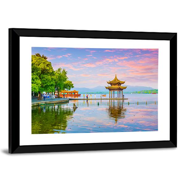West Lake Hangzhou Scenery Canvas Wall Art-3 Horizontal-Gallery Wrap-25" x 16"-Tiaracle