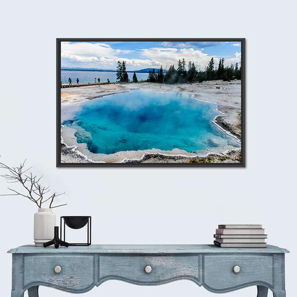 West Thumb Geyser Basin Canvas Wall Art-1 Piece-Floating Frame-24" x 16"-Tiaracle