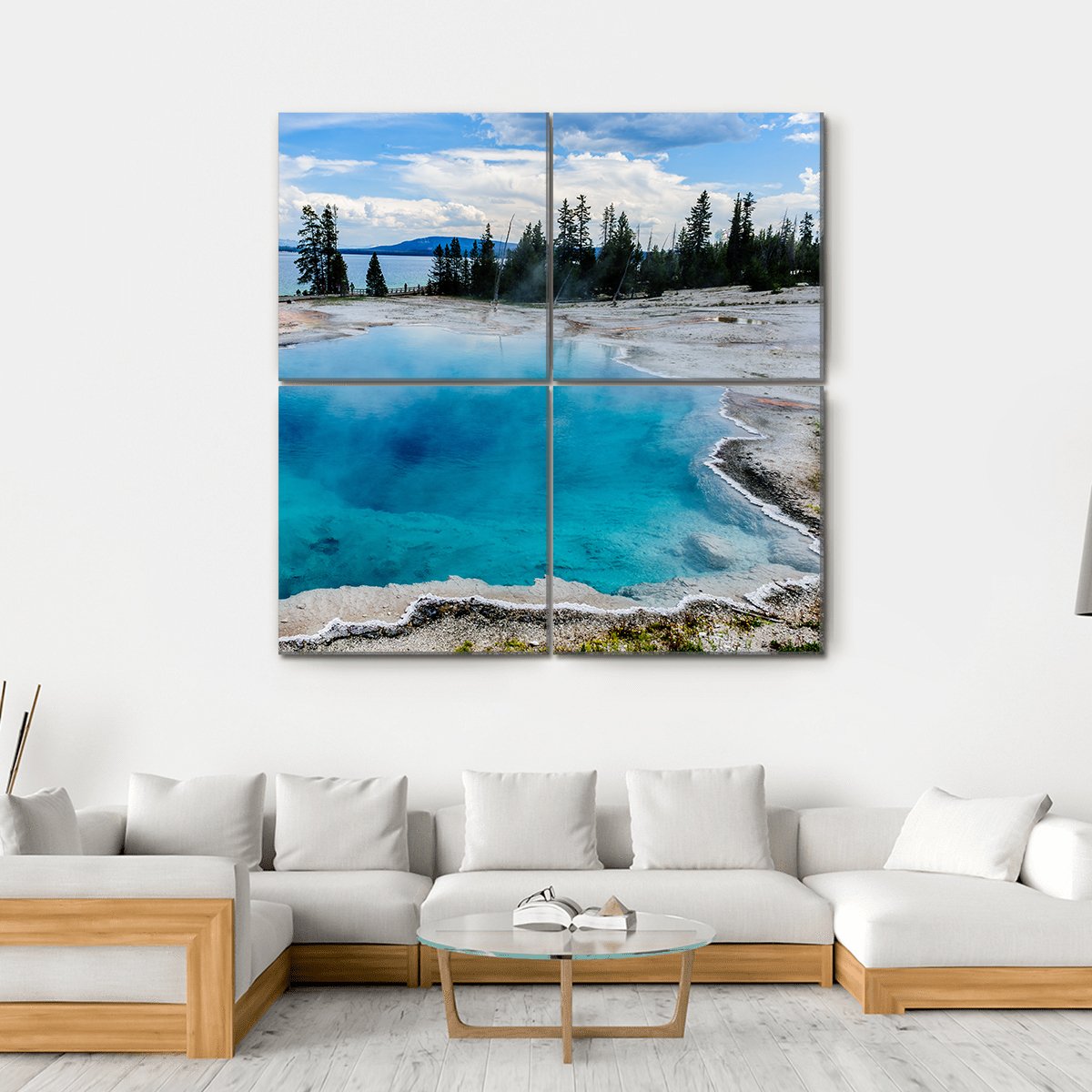 West Thumb Geyser Basin Canvas Wall Art-4 Square-Gallery Wrap-17" x 17"-Tiaracle