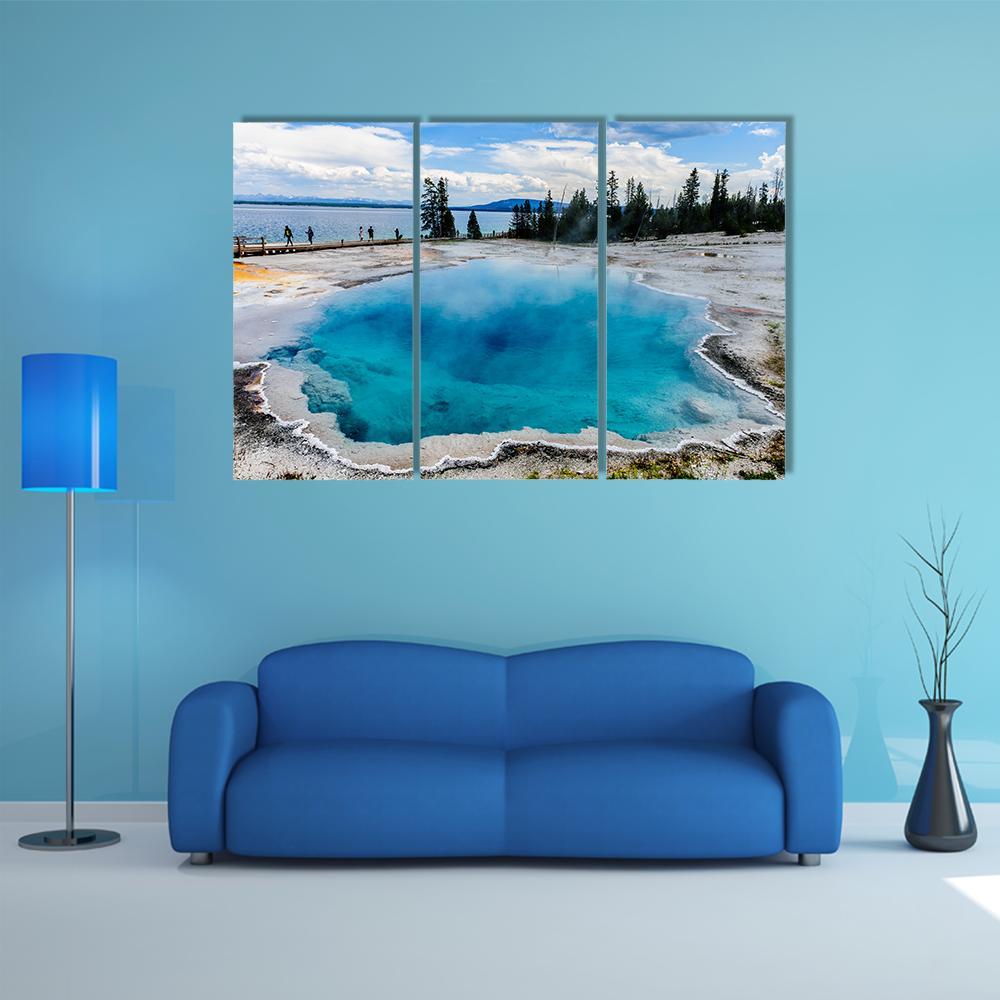 West Thumb Geyser Basin Canvas Wall Art-4 Pop-Gallery Wrap-50" x 32"-Tiaracle