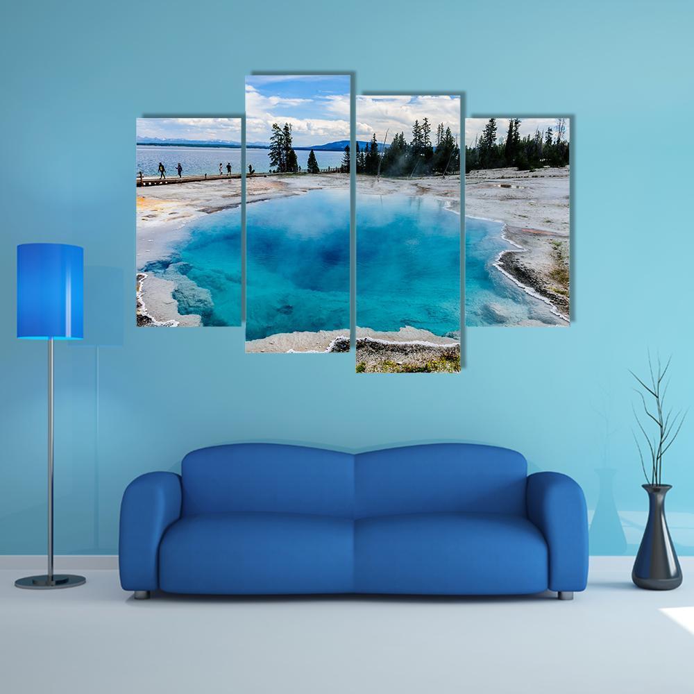 West Thumb Geyser Basin Canvas Wall Art-4 Pop-Gallery Wrap-50" x 32"-Tiaracle