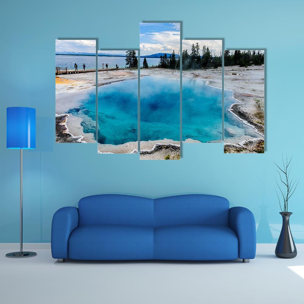West Thumb Geyser Basin Canvas Wall Art-5 Pop-Gallery Wrap-47" x 32"-Tiaracle