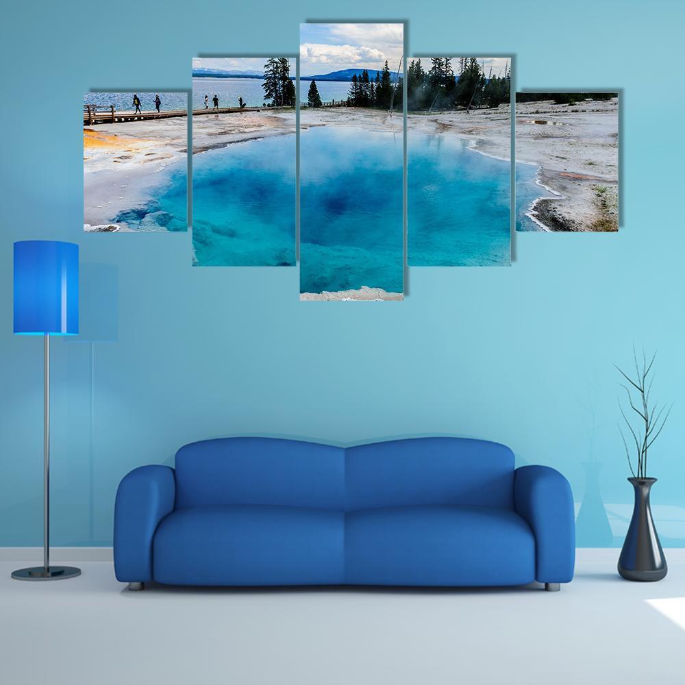 West Thumb Geyser Basin Canvas Wall Art-5 Star-Gallery Wrap-62" x 32"-Tiaracle