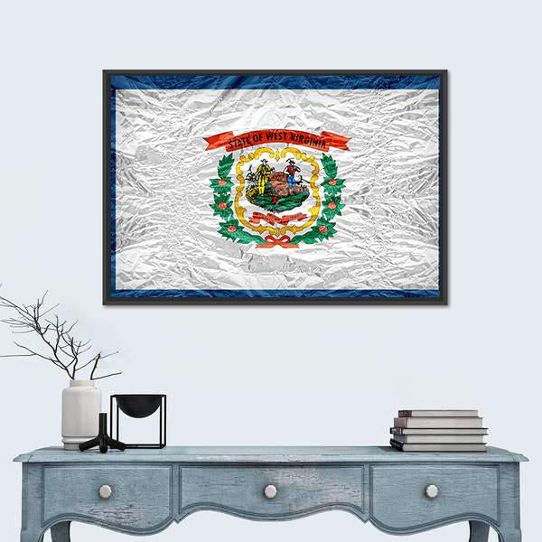 West Virginia Flag Canvas Wall Art-1 Piece-Floating Frame-24" x 16"-Tiaracle