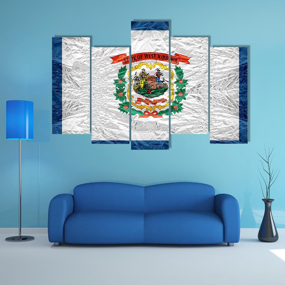 West Virginia Flag Canvas Wall Art-5 Pop-Gallery Wrap-47" x 32"-Tiaracle
