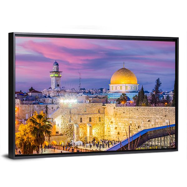 Western Wall And Temple Mount In Jerusalem Canvas Wall Art-3 Horizontal-Gallery Wrap-25&quot; x 16&quot;-Tiaracle