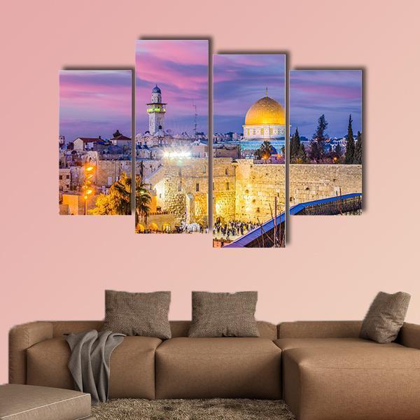 Western Wall And Temple Mount In Jerusalem Canvas Wall Art-4 Pop-Gallery Wrap-50&quot; x 32&quot;-Tiaracle