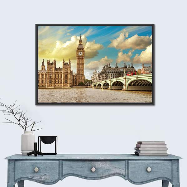 Westminster Bridge Canvas Wall Art-1 Piece-Floating Frame-24" x 16"-Tiaracle
