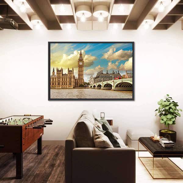 Westminster Bridge Canvas Wall Art-3 Horizontal-Gallery Wrap-25" x 16"-Tiaracle