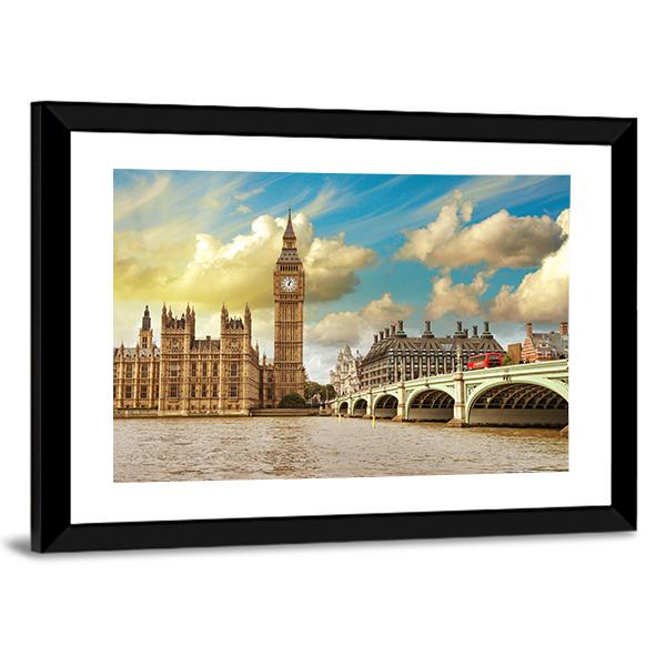 Westminster Bridge Canvas Wall Art-5 Horizontal-Gallery Wrap-22" x 12"-Tiaracle