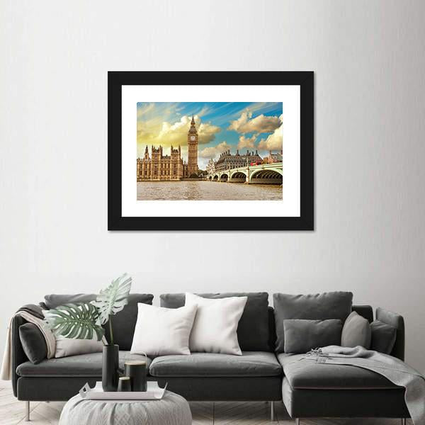 Westminster Bridge Canvas Wall Art-5 Horizontal-Gallery Wrap-22" x 12"-Tiaracle
