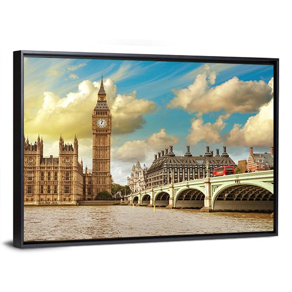 Westminster Bridge Canvas Wall Art-5 Horizontal-Gallery Wrap-22" x 12"-Tiaracle