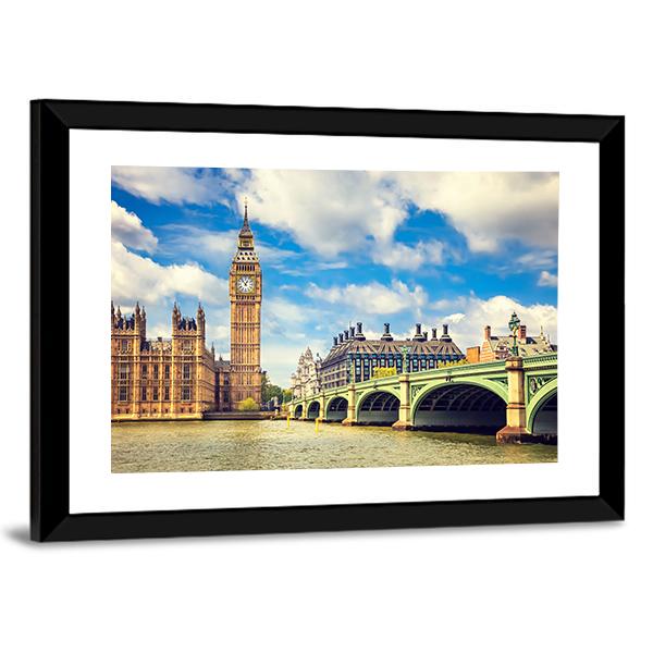 Westminster Bridge In London Canvas Wall Art-5 Horizontal-Gallery Wrap-22" x 12"-Tiaracle
