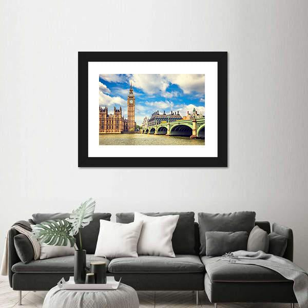 Westminster Bridge In London Canvas Wall Art-5 Horizontal-Gallery Wrap-22" x 12"-Tiaracle