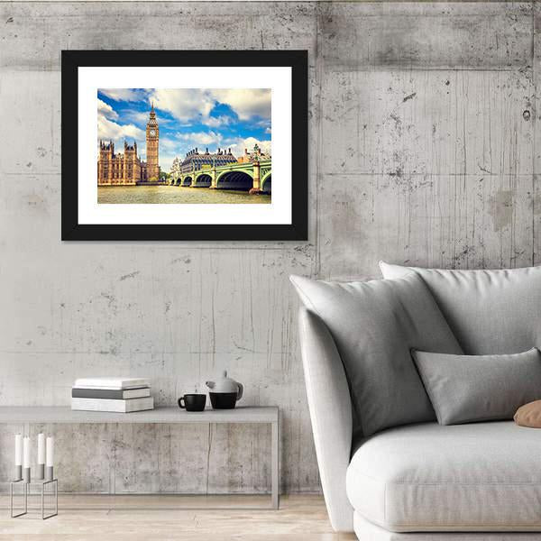Westminster Bridge In London Canvas Wall Art-5 Horizontal-Gallery Wrap-22" x 12"-Tiaracle