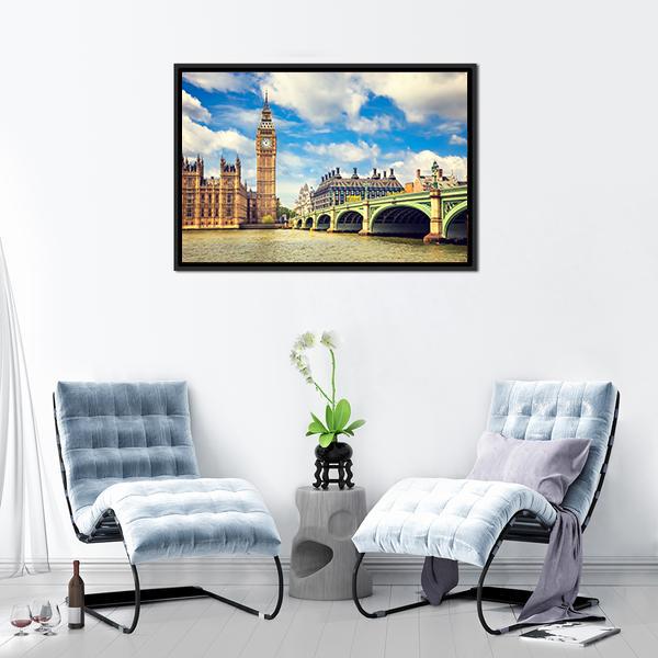 Westminster Bridge In London Canvas Wall Art-3 Horizontal-Gallery Wrap-25" x 16"-Tiaracle