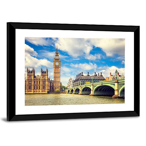 Westminster Bridge In London Canvas Wall Art-3 Horizontal-Gallery Wrap-25" x 16"-Tiaracle