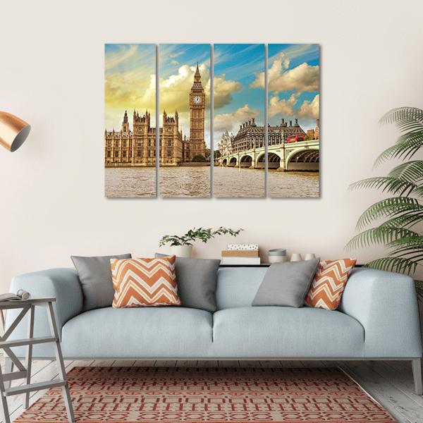 Westminster Bridge Canvas Wall Art-4 Horizontal-Gallery Wrap-34" x 24"-Tiaracle