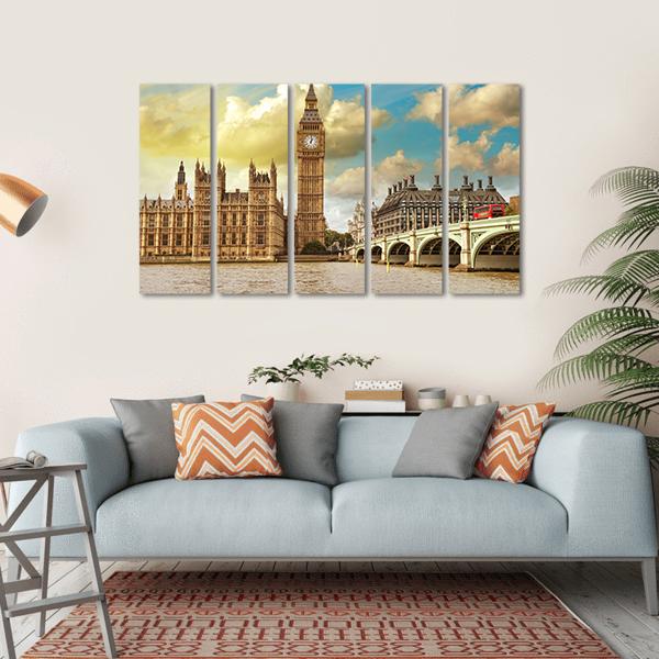 Westminster Bridge Canvas Wall Art-5 Horizontal-Gallery Wrap-22" x 12"-Tiaracle