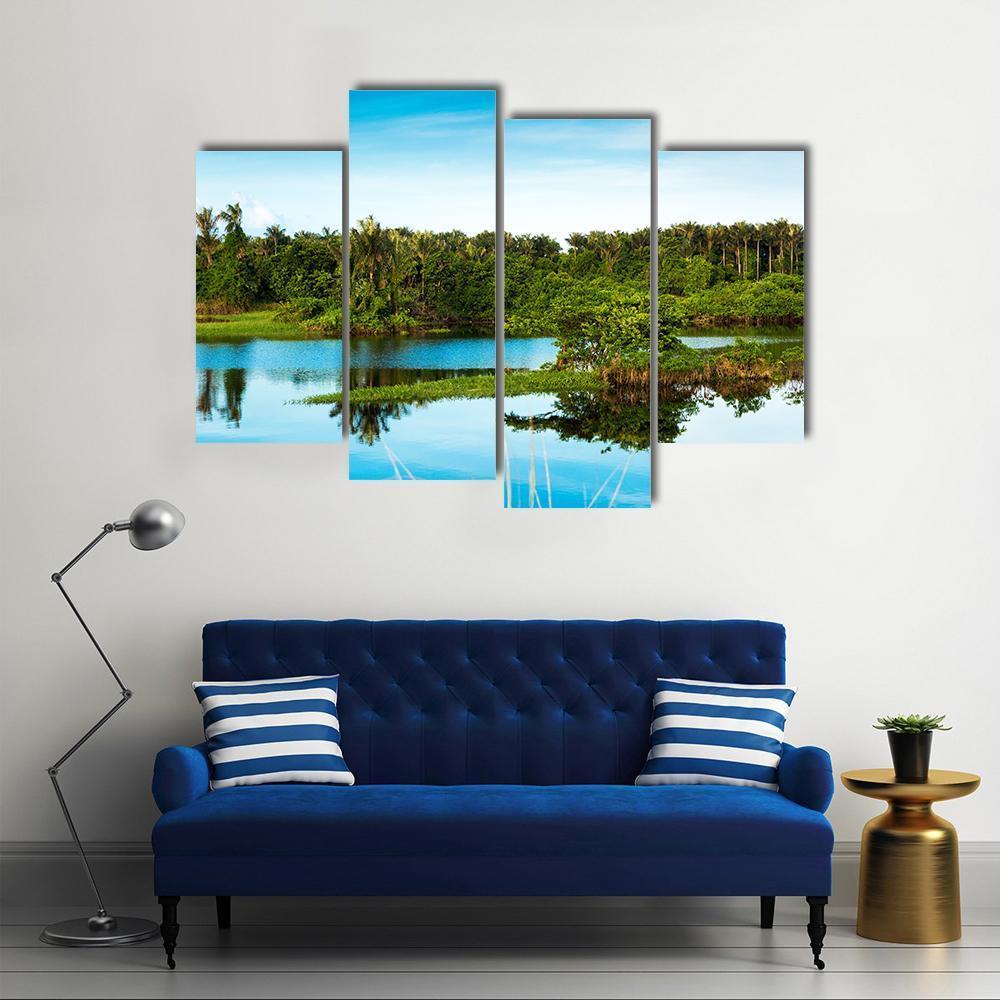 Wetland In Amazon Canvas Wall Art-4 Pop-Gallery Wrap-50" x 32"-Tiaracle