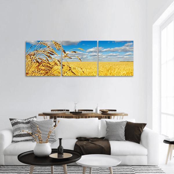 Wheat Field Panoramic Canvas Wall Art-3 Piece-25" x 08"-Tiaracle