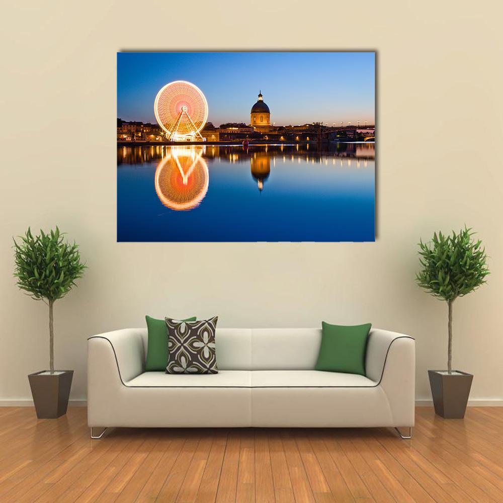 Wheel In Toulouse City Canvas Wall Art-1 Piece-Gallery Wrap-48" x 32"-Tiaracle