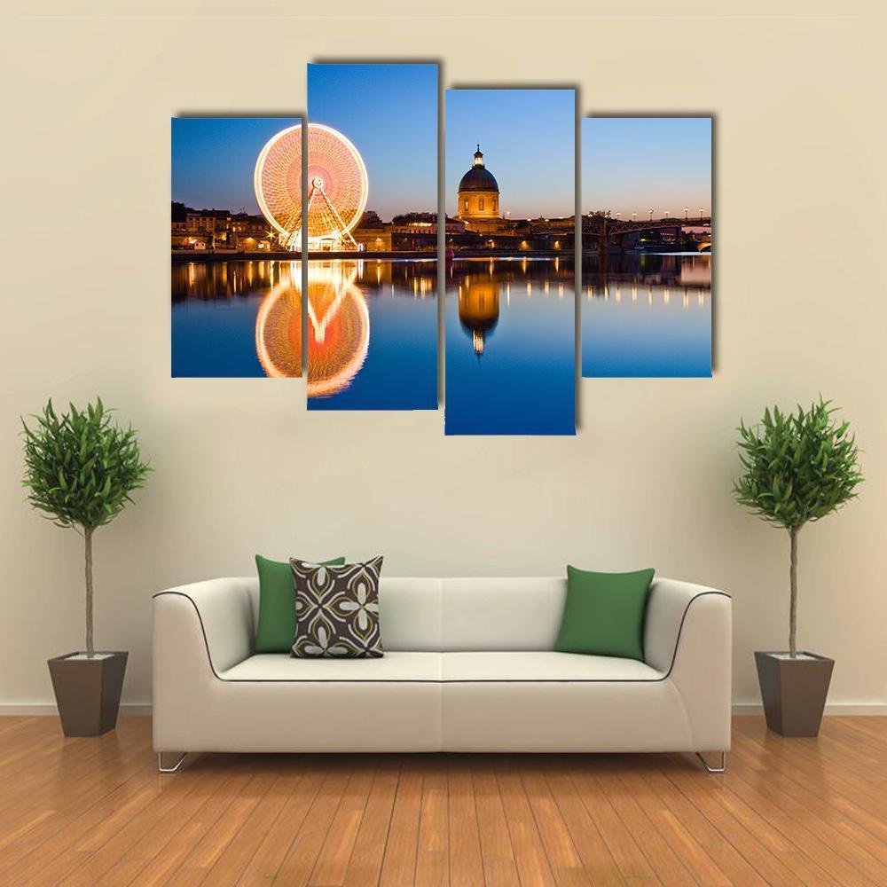 Wheel In Toulouse City Canvas Wall Art-4 Pop-Gallery Wrap-50" x 32"-Tiaracle