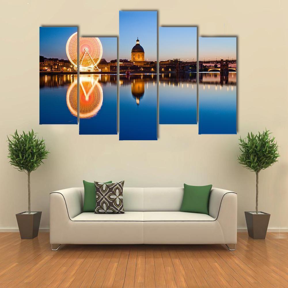 Wheel In Toulouse City Canvas Wall Art-5 Pop-Gallery Wrap-47" x 32"-Tiaracle