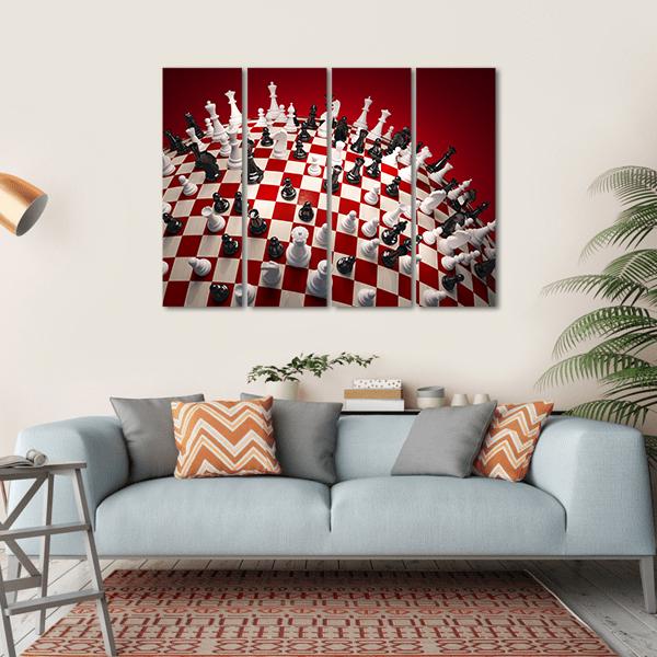 White & Black Chess Canvas Wall Art-4 Horizontal-Gallery Wrap-34" x 24"-Tiaracle