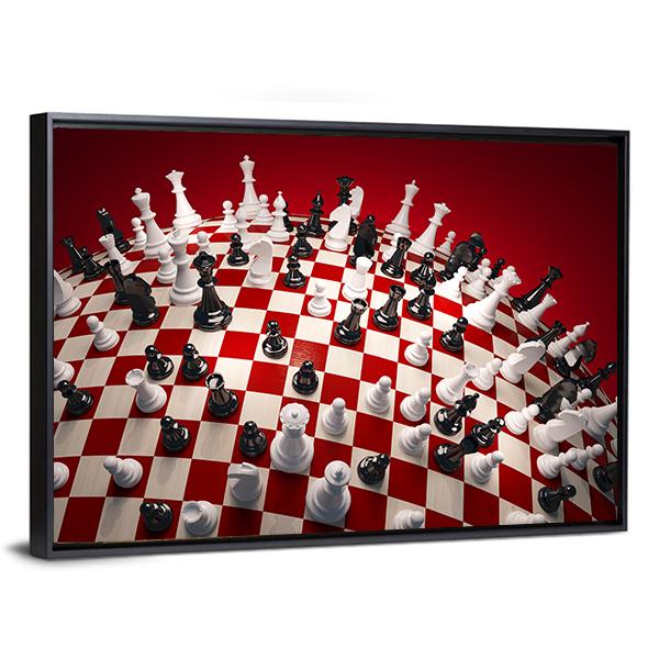 White &amp; Black Chess Canvas Wall Art-3 Horizontal-Gallery Wrap-25&quot; x 16&quot;-Tiaracle
