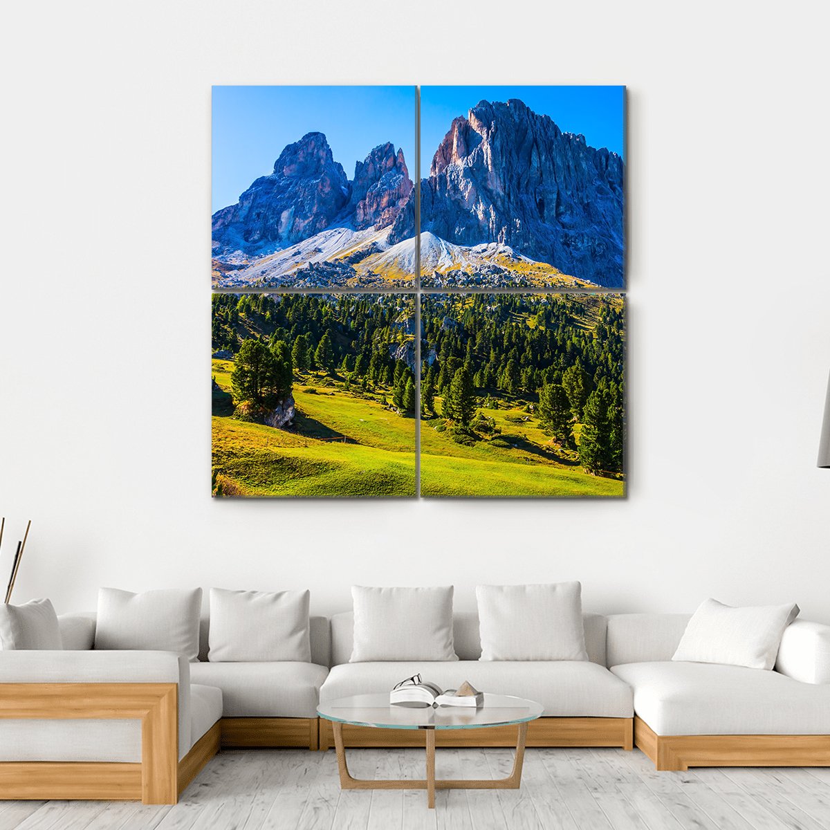 White And Gray Rocks In Morning Sun Canvas Wall Art-4 Square-Gallery Wrap-17" x 17"-Tiaracle