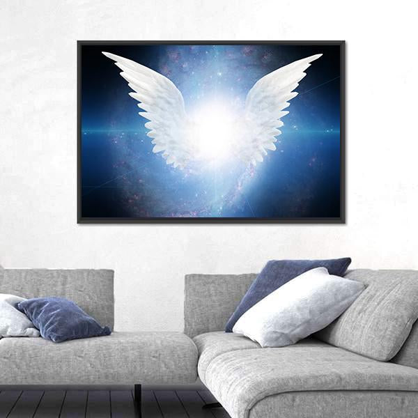 White Angel Flying Canvas Wall Art-5 Horizontal-Gallery Wrap-22" x 12"-Tiaracle