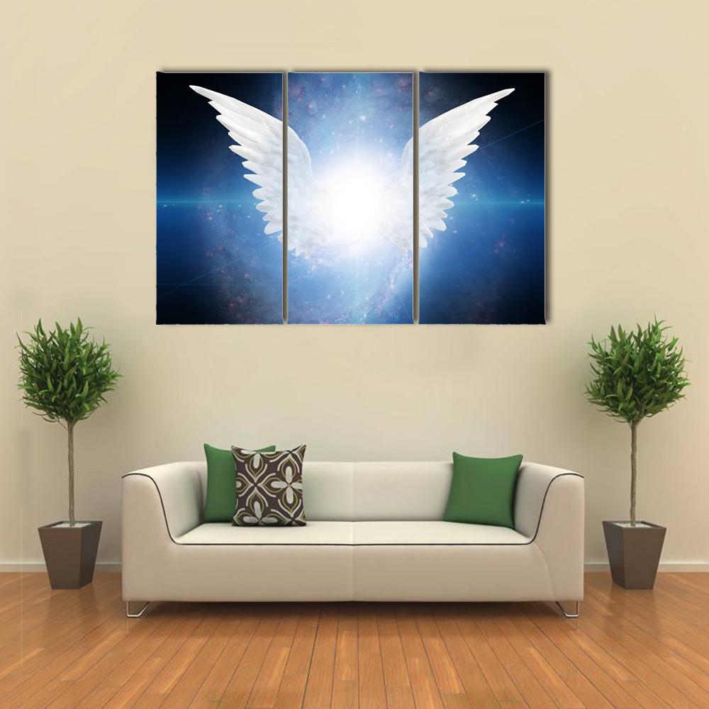 White Angel Flying Canvas Wall Art-3 Horizontal-Gallery Wrap-25" x 16"-Tiaracle