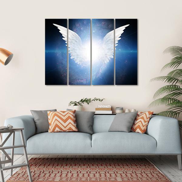 White Angel Flying Canvas Wall Art-4 Horizontal-Gallery Wrap-34" x 24"-Tiaracle