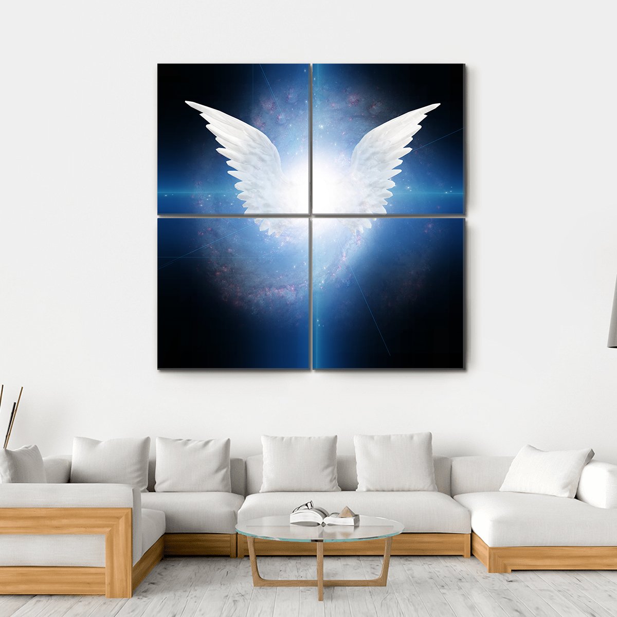 White Angel Flying Canvas Wall Art-4 Square-Gallery Wrap-17" x 17"-Tiaracle