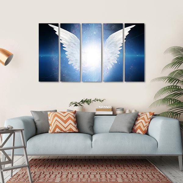 White Angel Flying Canvas Wall Art-5 Horizontal-Gallery Wrap-22" x 12"-Tiaracle